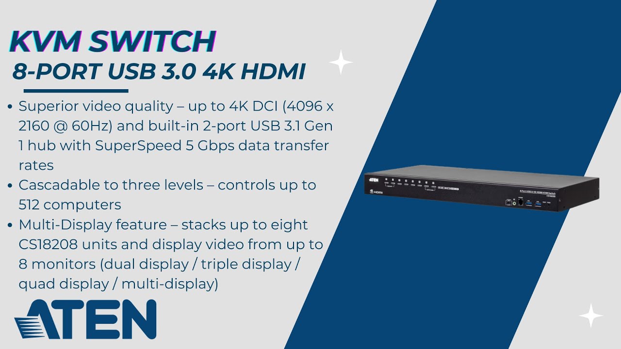 ATEN KVM Switch 8Port USB 3.0 4K HDMI YouTube