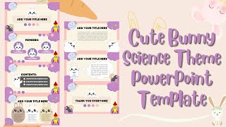 Cute Bunny Science Theme PowerPoint Template Free🍑 with CLIPART! || ppt#63✨