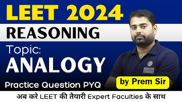 #LEET_COACHING_DELHI #LEET_2024 | #REASONING | TOPIC : #ANALOGY | #LEET_COACHING_DIPLOMA | #dseu