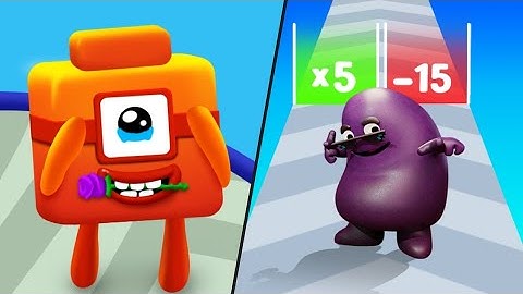Merge Number Cube 3D | Grimace Runner / All Level Gameplay: Android,iOS