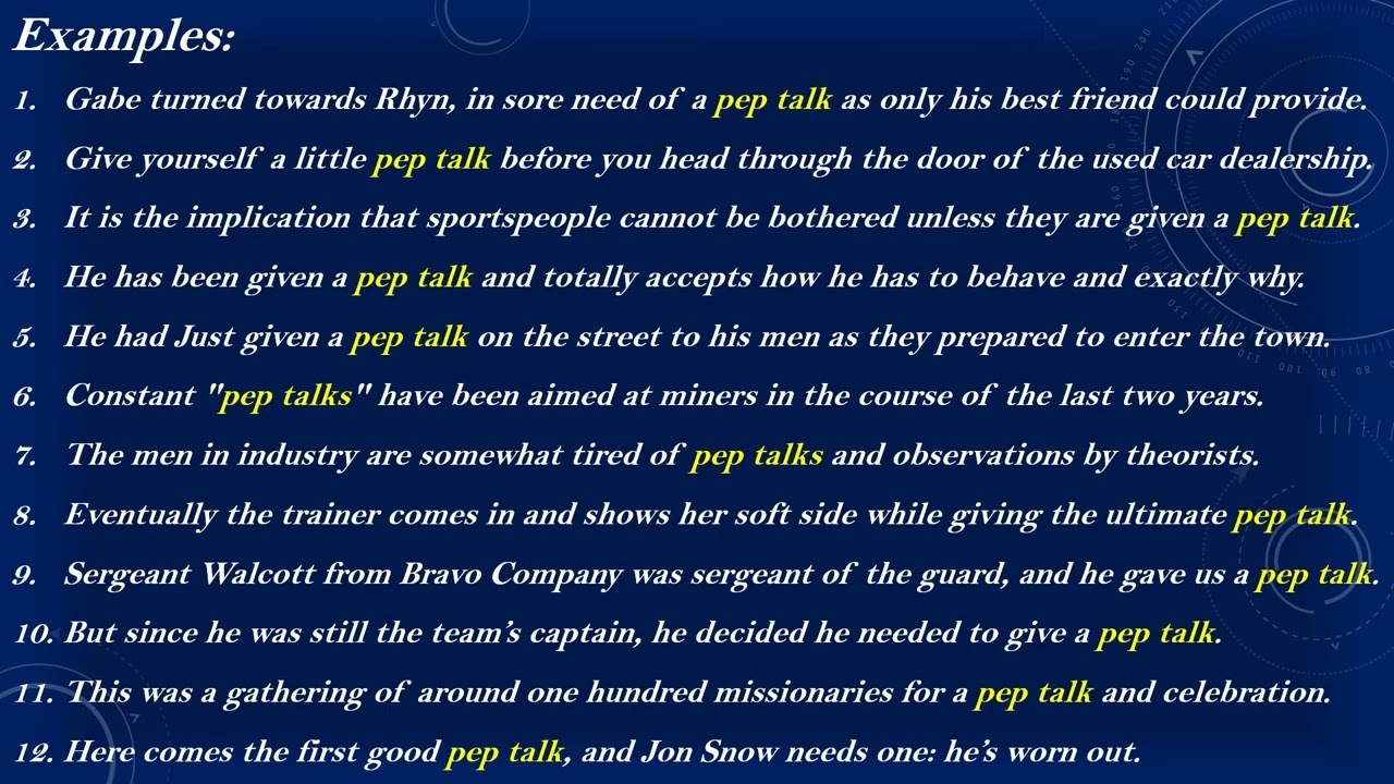 Pep talk Meaning with Examples