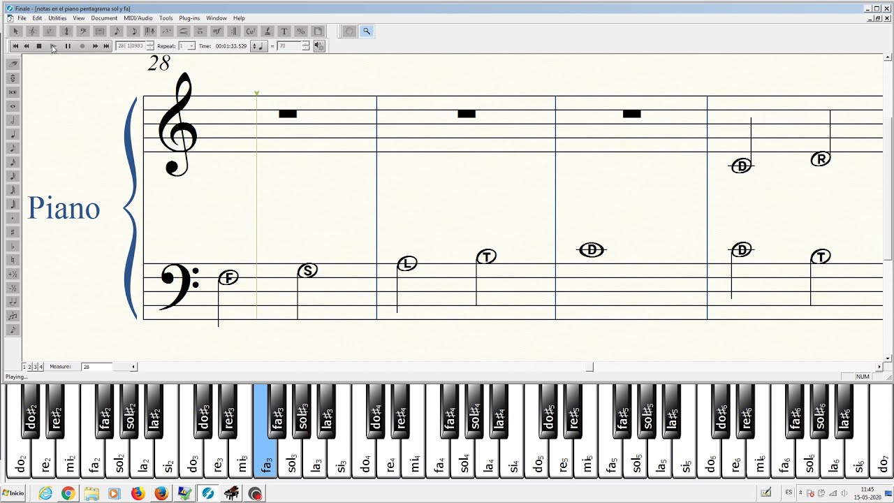 notas en el pentagrama clave de sol y clave de fa www