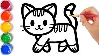 Let's learn to glitter Cat drawing and coloring for kids | TOBiART screenshot 3