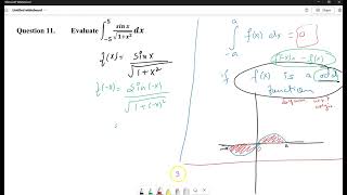 Calculus I- Definite integral of Odd functions