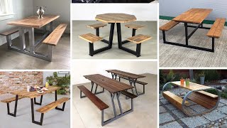 70 Amazing Outdoor & Indoor Picnic Table ideas | Metal Furniture Design Outdoor Bench