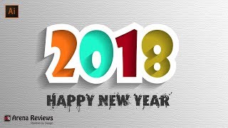 Happy New Year 2018 Wallpaper With Cardboard Background Illustrator Tutorial screenshot 1