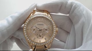 Women's Fossil Riley Rose Crystallized Multi function Watch ES2811