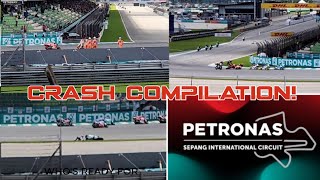 Moto GP crash compilation 2023 F granstand Sepang Malaysian  GP