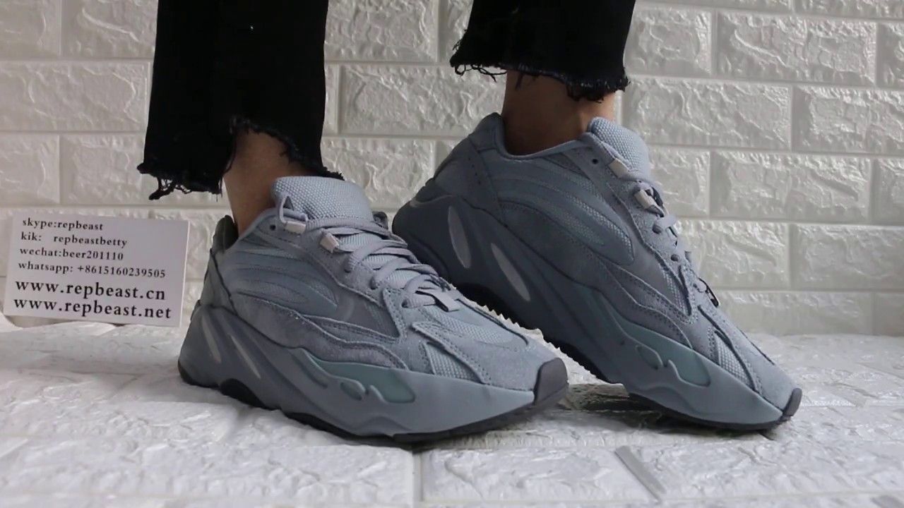 hospital blue yeezy on feet