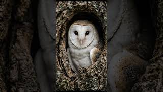 Barn Owl Resting Deep Inside an Ancient Forest Tree 🦉🌲