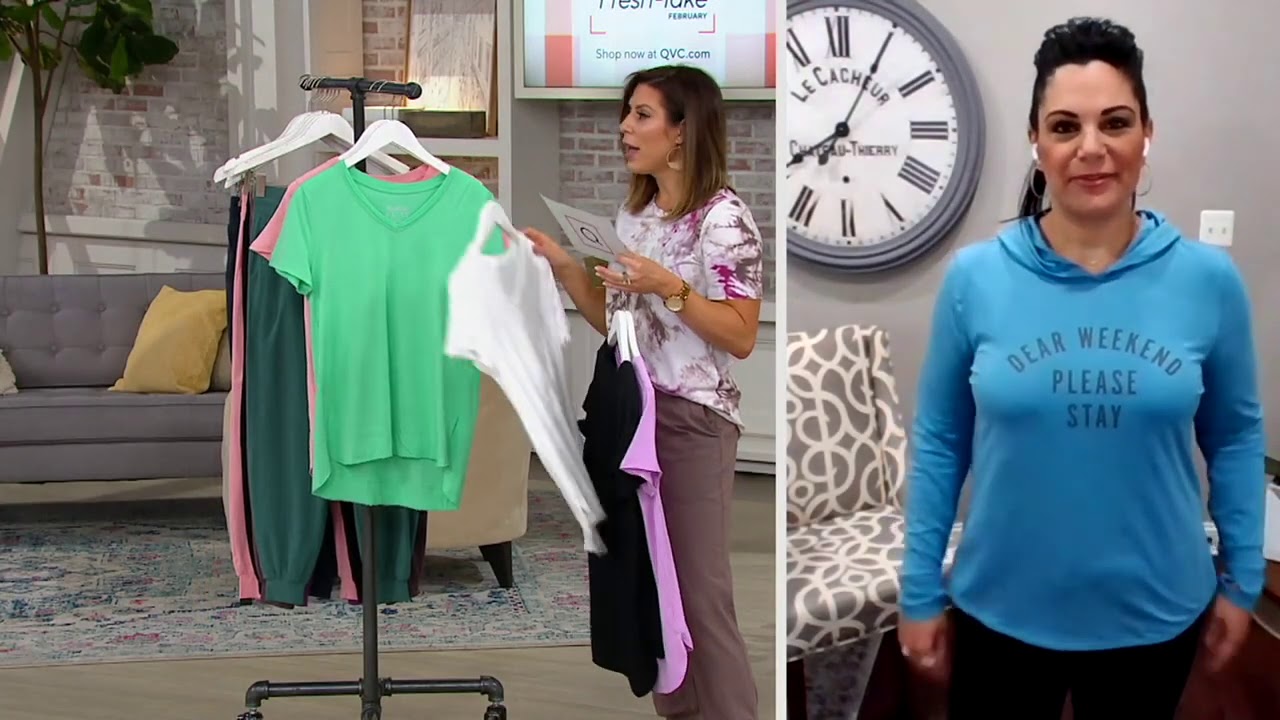 AnyBody Cozy Knit Luxe Short Sleeve V-Neck Tee on QVC