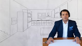 Perspective Lesson 5: One-Escape Interior / Kitchen Drawing I Interior Drawing