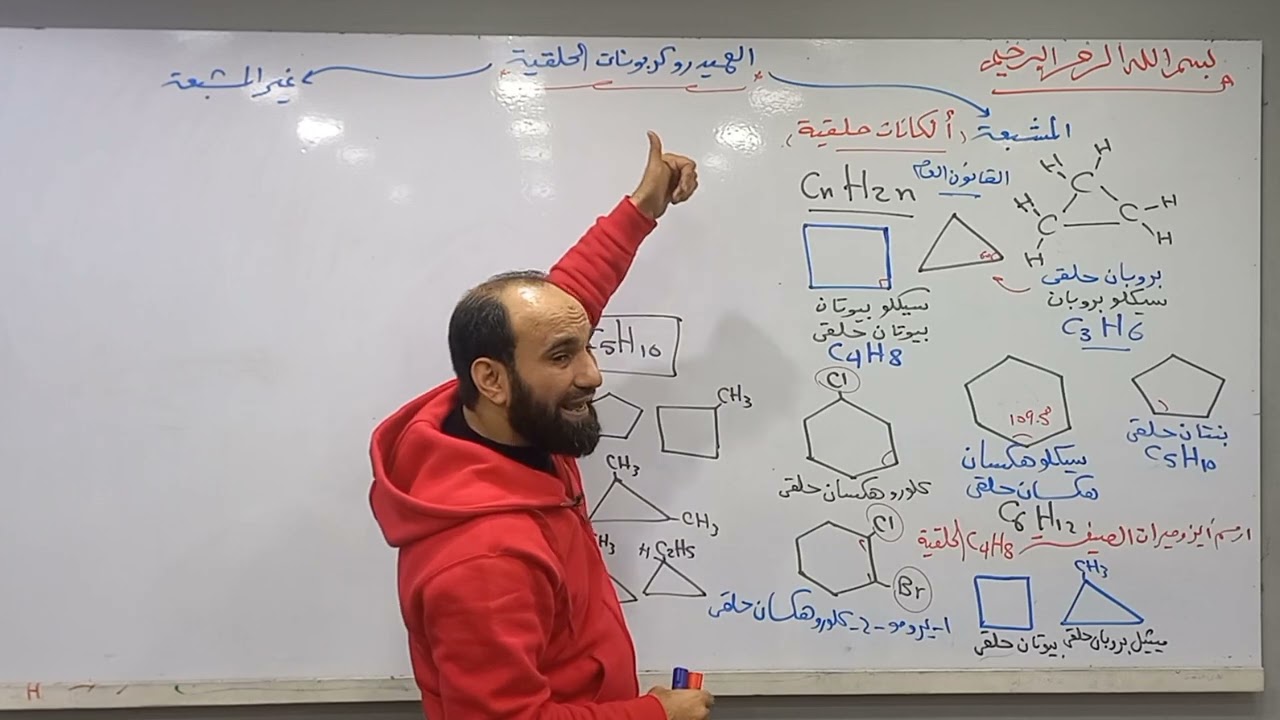 المحاضرة السادسة كيمياء عضوية ٢٠٢٤ الهيدروكربونات الحلقية أ.عبدالله الجرف