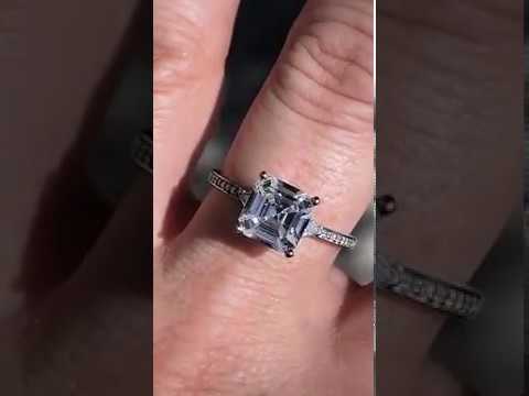 Round & Trillion Lab Grown Diamond Engagement Ring, 0.28ct ring video