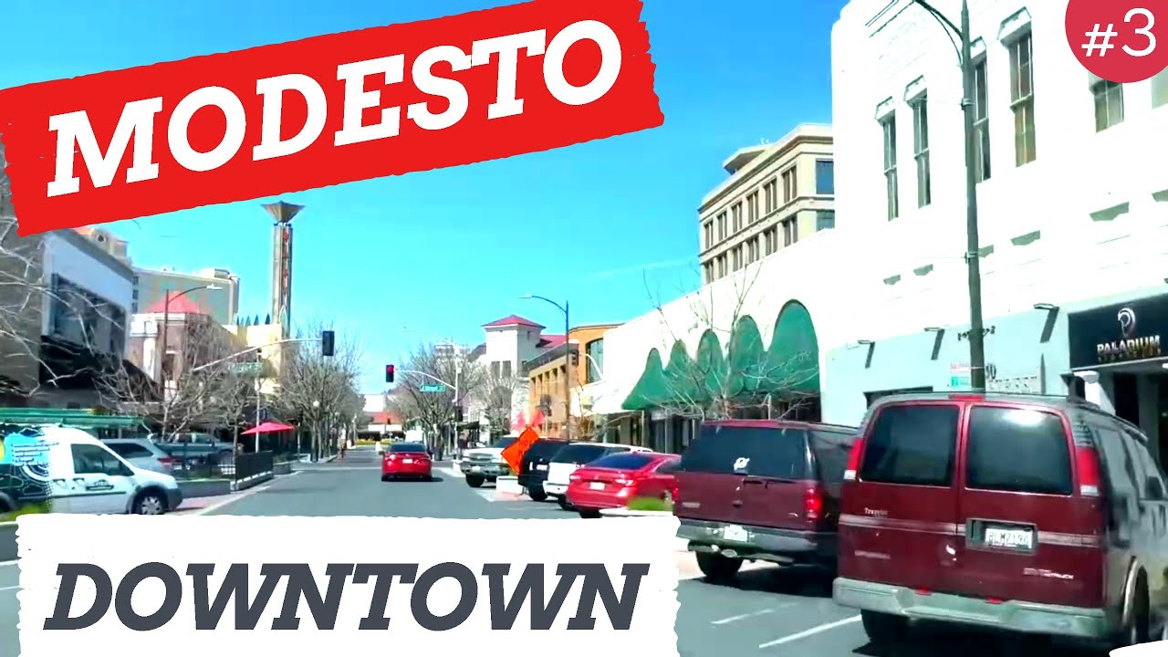 Driving Downtown - Modesto California - Dash Cam, 2021