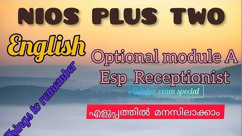 NIOS PLUS TWO ENGLISH l  Optional Module A l Esp Receptionist l Things to Remember
