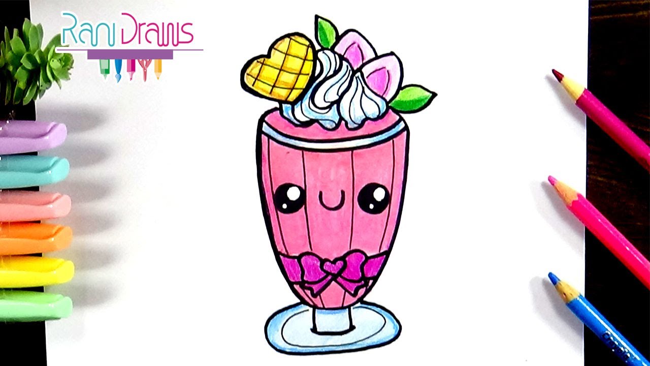 How to draw a kawaii STRAWBERRY MILKSHAKE - Step by step EASY - thptnganamst.edu.vn