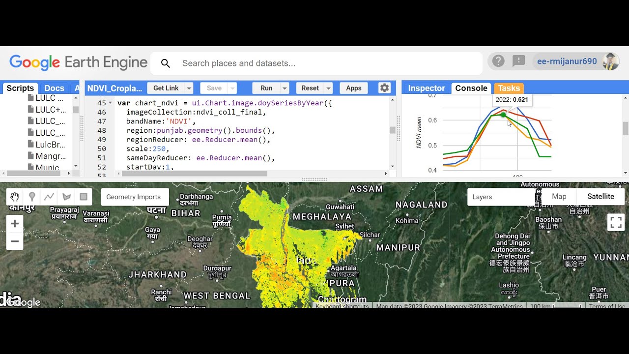 Land use and land cover classification using machine learning in google