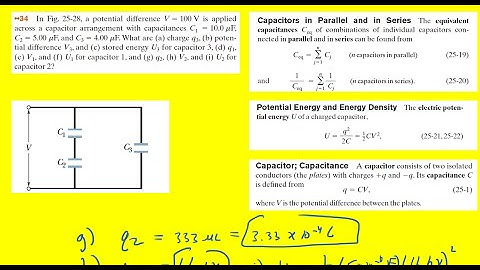 In the figure a potential difference V = 100V is applied across a capacitor arrangement