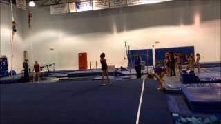 Morgan Level 10 Floor routine practice with Arabian Double front added, Dec 2013