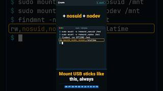 Mount USB sticks like this, always 🛡️ #linux #shorts
