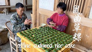 The rice cake made of affine cudweed ! Soft, sticky and green !