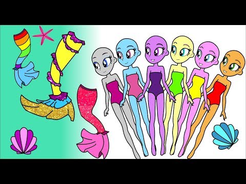 My little pony Equestria girls Paper Dolls How to make Glitter mermaid  tail dresses