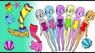 My little pony Equestria girls Paper Dolls How to make Glitter mermaid  tail dresses