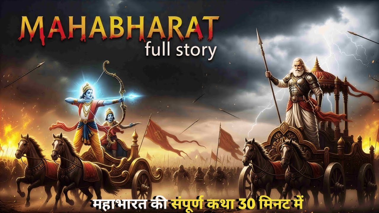 महाभारत की पूरी कहानी_30 मिनट में बिना रुके!युद्ध से धर्म तक