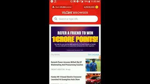I use mCent Browser to surf the net and earn points for free mobile recharge. Install from Google Pl