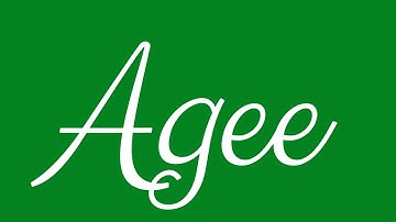 Learn how to Sign the Name Agee Stylishly in Cursive Writing