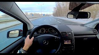 2010 Mercedes-Benz A160 W169 1.5 95 HP - Snow winter POV Test Drive, sound, and acceleration