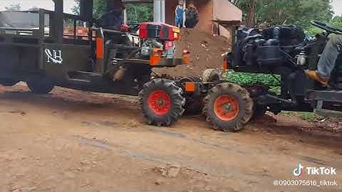 xe công nông 2 cầu 1 máy vs 4 máy thì đẩy cực mạnh của gara ngọc hưng แล้วดันรถไถเกษตร2สะพาน