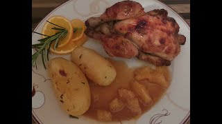 طريقة تحضير الدجاج مع البرتقال والبطاطس/    Hühnchen mit Orangensoße und Rosmarinkartoffeln