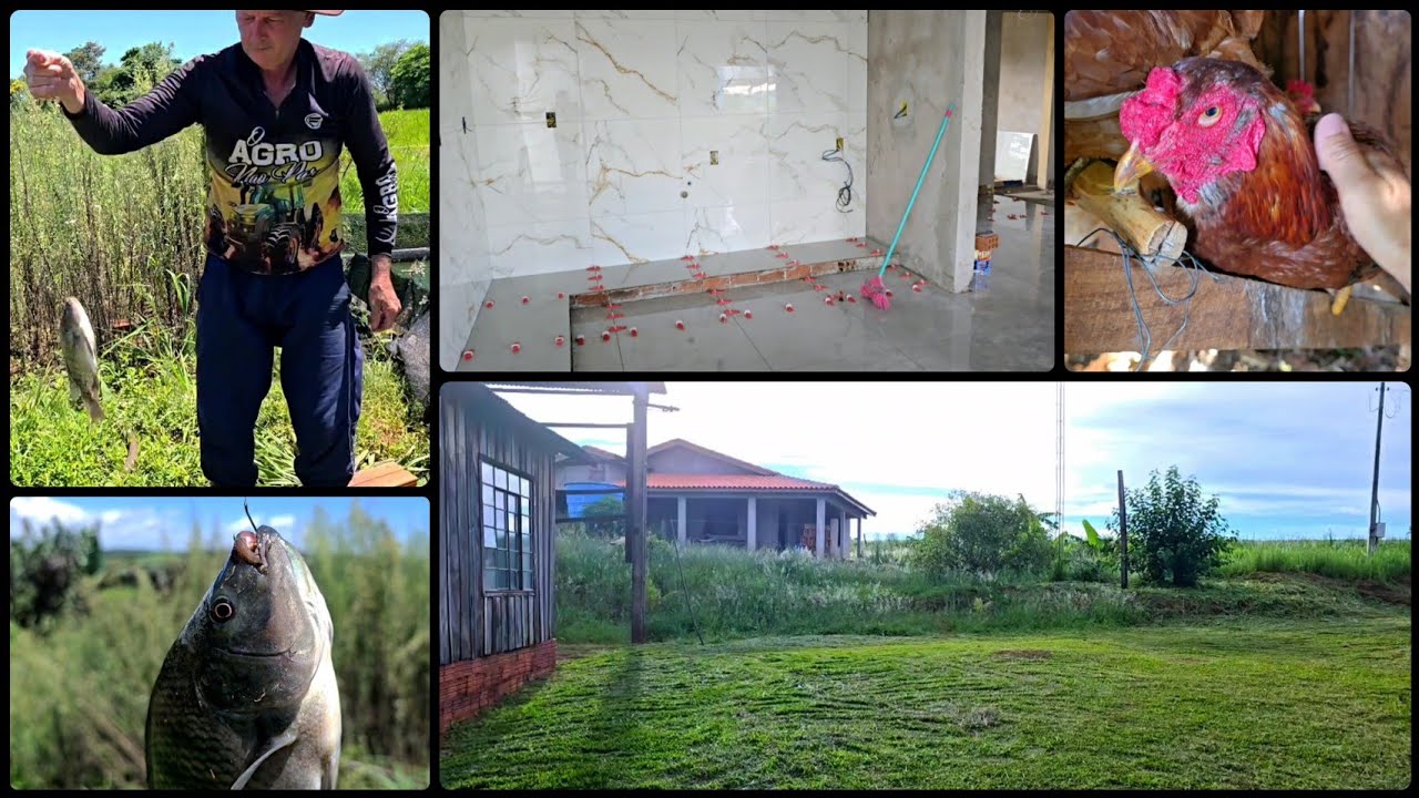 DIA DE PESCARIA AQUI NA ROÇA🐟 / QUASE TERMINOU DE COLOCAR PISO NA NOSSA CASA NA ROÇA 