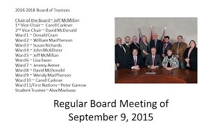 September 9, 2015 UCDSB Board Meeting