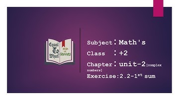 Maths:: Class 12 th -unit 2 complex numbers:: exercise 2.2(1)