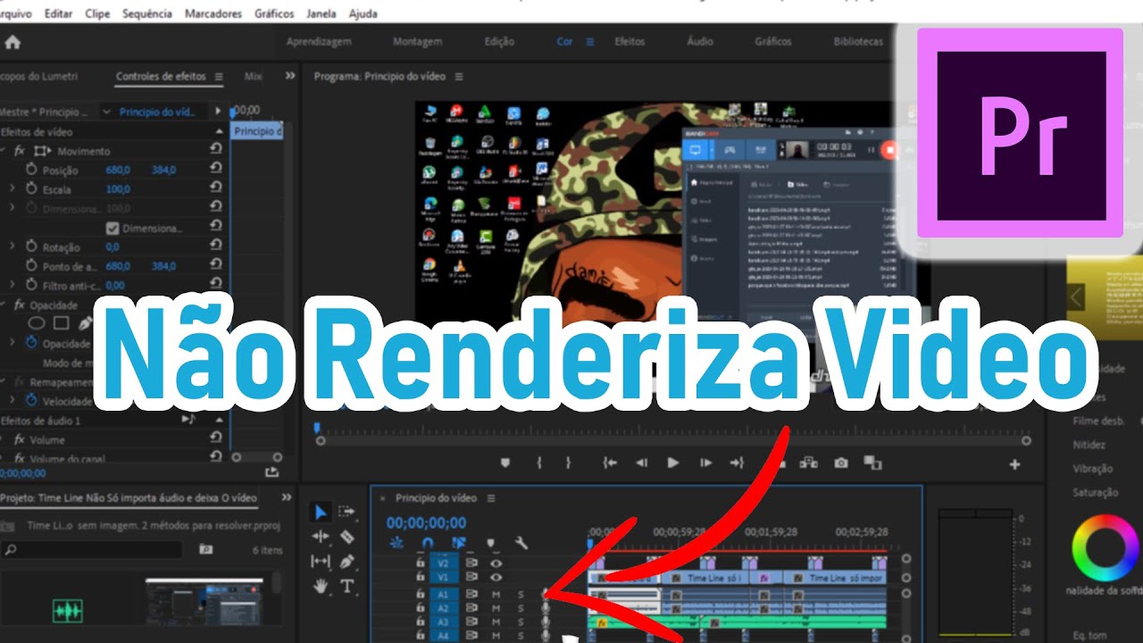 Time Line Só importa áudio e Deixa O video Sem Imagem ADOBE PREMIERE ...