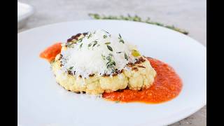 Parmesan Cauliflower Steaks with Romesco Sauce
