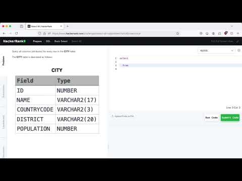 Hacker Rank SQL Question 1 "select all"