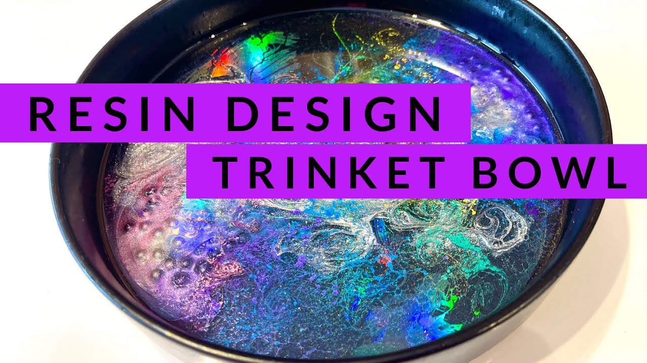 Resin trinket bowl: holographic, silver and vibrant color design