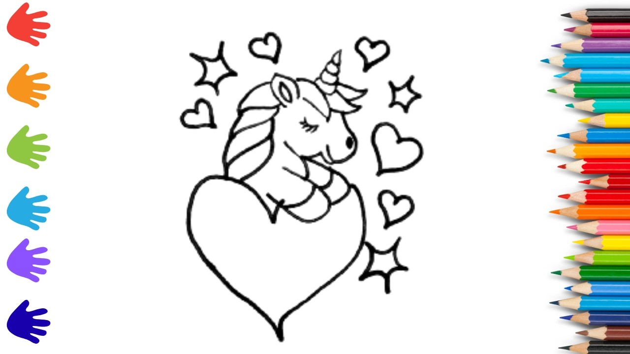 How To Draw cute unicorn Drawing, Painting & Coloring For Kids and Toddlers_ Child Art 🐋🌈🎨
