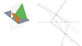 Intersection of oblique planes in orthographic projections system