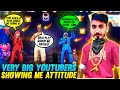 3 Very Big Youtuber Show Me Emote & Attitude 🤯❤️ - आजा 1vs3 में 😂 - Garena Free Fire