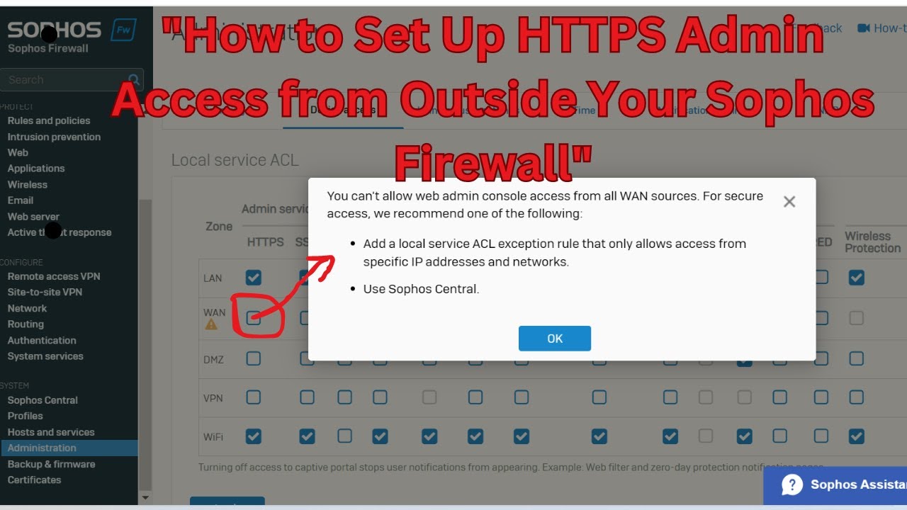 How to Configure Local Service ACL for HTTPS Access on WAN in Sophos ...