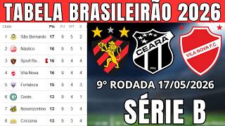 FECHOU!  CLASSIFICAÇÃO DO BRASILEIRÃO SÉRIE B ATUALIZADA HOJE - 17/05/2026 - BRASILEIRO SÉRIE B 2026