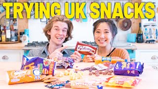 Americans Try British Candy &amp; Snacks | Irn Bru, Galaxy, Hobnobs, Double Decker...
