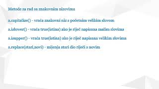 Funkcije i metode sa znakovnim nizovima - Python 7.r.