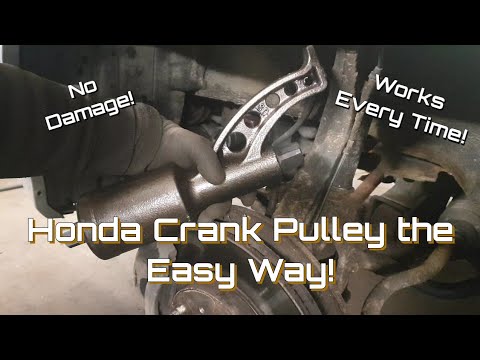 Honda crankshaft pulley bolt removal the easy way! - YouTube