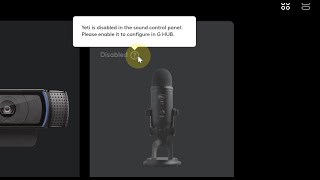 Yeti is diabled in the sound control panel. Please enable it to configure in G HUB. screenshot 4